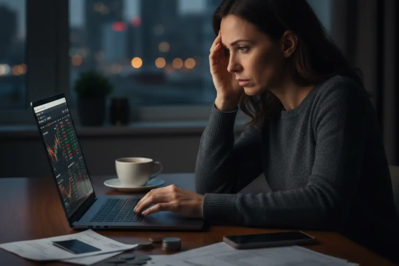 Pessoa ansiosa tomando decisões financeiras rápidas